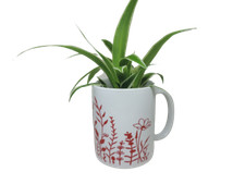 Pflanz Tasse Blumentopf Übertopf "Blumenwiese" rot Dekotasse Geschenk Handmade
