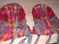 2 identische DAKINE Rucksäcke, 50-Liter-Rucksack, rot-gelb-orange-rosa kariert