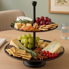 Etagere Servierständer Keksständer 2 Etagen 20 cm Schwarz Metall Tisch 2. WAHL