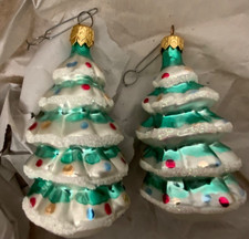 2x Vintage Glas Christbaumschmuck Tannenbaum Weihnachtsbaum Handgefertigt