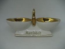 Altes KARLSBAD Böhmen Andenken Porzellan Salz- und Pfeffergefäß Saliere