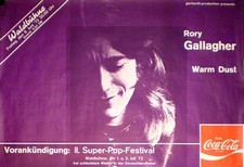 RORY GALLAGHER und WARM DUST rares Konzertplakat von 1972 gerollt