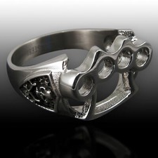Edelstahl Ring Schlagring Skull Bones Totenkopf Biker Herren Schmuck punk rock 