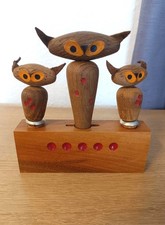 Vintage DDR Barset Eulen Holz