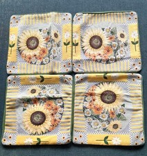 4x Dekokissen Hülle Bezug Kissen Sitzkissen Stuhlkissen 40x40 Sonnenblumenmotiv