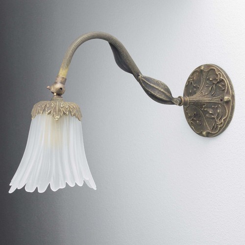 Wandlampe messing glas floral - glas,
