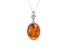 Oval Cognac Amber Pendant