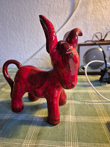 Keramikfigur esel handbemalt - keramikfigur,