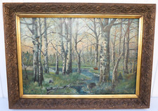 Ölgemälde Sirch 52, Reh im Wald, Holzrahmen 78,5cm x 108cm Landschaft Gemälde