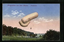 AK Kriegsbilder aus dem Westen, Militärischer Fesselballon beim Aufstieg 1916 