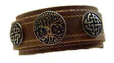 Lederarmband Weltenbaum - Irminsul -Yggdrasil  Beschlagfarbe Messing Vollguss
