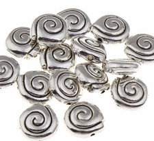 25 Spirale Perlen Metall Spacer 8mm Scheibe Metallperlen Altsilber Basteln F112