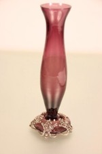 Glas Vase mit 835er Silber Montierung Hildesheimer Rose