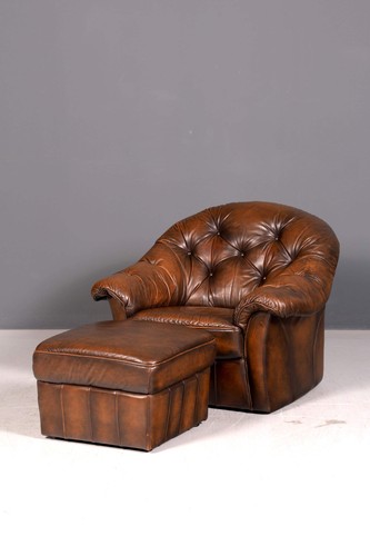 Chesterfield sessel mit hocker - sessel,