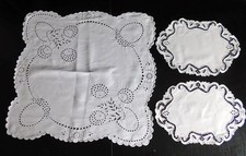 ANTIK LEINEN MITTELDECKE UND 2