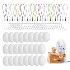 25 Stück weiße Ostereier zum Aufhängen, handbemalte Osterdekoration für