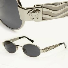 Gianni Versace 1996 Vintage Silber Medusa Oval Metall Sonnenbrille MOD X35 COL 029