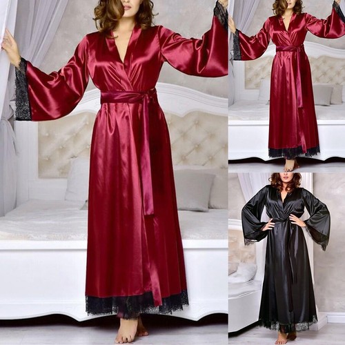 Damen satin lang bademantel - damen,