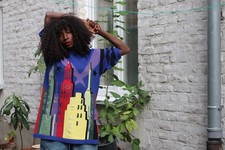 Vintage Oversize Sweater Blau