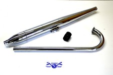 Zündapp 428 429 433 Super Combinette Krümmer Auspuff Satz Chrom Zigarre m. Halt.