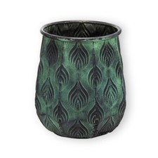 Pflanztopf Pflanzgefäß Zinktopf Cauldron Green 19cm Blumentopf Metall Übertopf