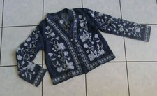 Bluse-Jacke - Blau - Design- Stickerei - Blumen-Knopfleiste  NP-123,99 € - NEU