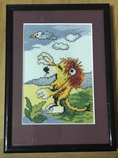 Stickbild 1  "Löwe" mit Rahmen Janosch Kinderzimmer HANDARBEIT Kinderzimmer Baby