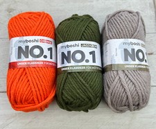 3 x 50g MyBoshi No 1, Mützengarn Schnellstrickgarn Orange Jagdgrün Schlamm 