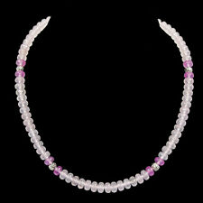 OPERHAUS edle rosa Danburit-KETTE HALSKETTE mit pink Saphire neu 48cm 316