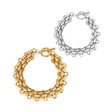 Breite Edelstahl Armband mit Knebelverschluss 18 cm lang schwere Qualität Damen