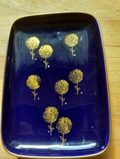 Porzellan Bavaria Schale (Kobalt Blau) mit Goldrand und Goldblumen