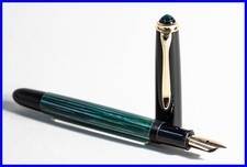 PELIKAN 400NN Grün gestreifter Kolben Füller mit FEINER 14C 585 Gold Feder
