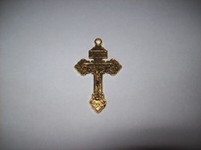 1 Stück Charms, Anhänger, Kreuz, goldfarbener Modeschmuck, 34 x 51 mm