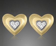 ECHT GOLD *** Ohrstecker Ohrringe Herz mit Diamant (Brillant), 11 mm