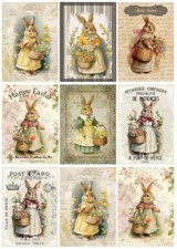 Decoupage-Bastelpapier-Softpapier-Vintage-Ostern-Hasen-13210