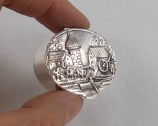 *RAR* Seltene Sußstoff- / Pillendose mit Dorfansicht in 835er Silber von Bodemer