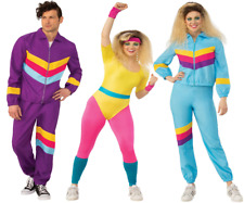 Erwachsene 80s Kostüm Herren Damen Hülle Anzug Aerobic Trainingsanzug Outfit