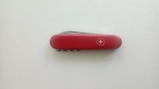 Altes Schweizer Taschenmesser Victorinox OFFICIER SUISSE rot mit Werbeaufdruck