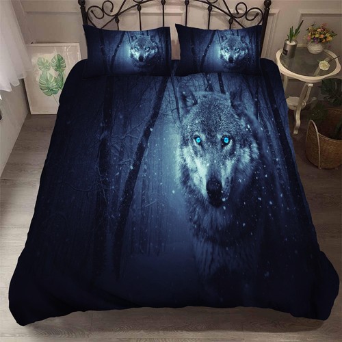 Schnee wald wolf quilt - wald,