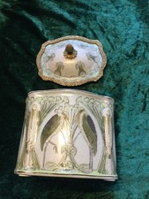 Dose Porzellan Bronze Schmuckdose Feines Craquele Schatulle Deckeldose