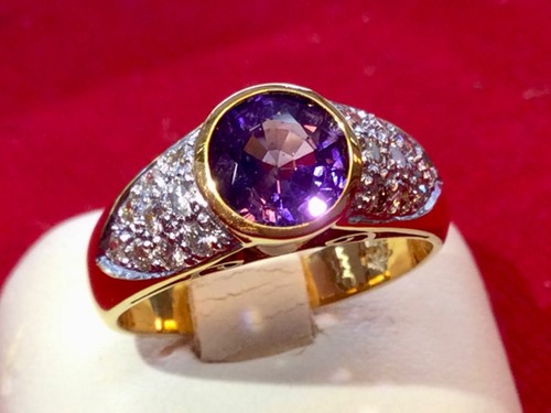 Lila saphir diamanten goldring - saphir,