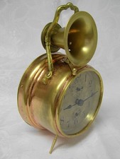 seltener Wecker mit Trichter, staubgeschützt, Messinggehäuse, läuft einwandfrei