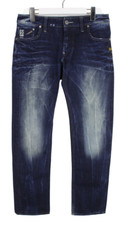 G-Star Attacc Low Straight Herrenjeans W31/L32 Whiskers Verblichen Blau