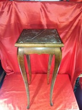 Antike Blumenbank Blumsäule Pflanzentisch Holz Marmor Rostrot Jugendstil (4987)