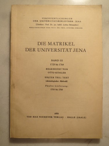 Jena die matrikel - -, der