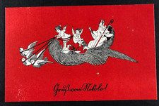AK - antike Postkarte - Nikolaus im geflügelten Schlitten - 1912