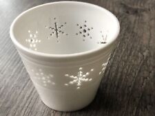 Teelichthalter/Traumlicht aus Porzellan "Sterne/Flocken" weiss  -Top!