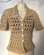 Bluse, Jacke gehäkelt beige