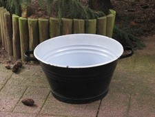 Alte große Emaille Schüssel mit Griffen  runde Wanne  Pflanzgefäß  Garten Deko