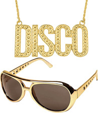 Disco Accessoires Brille Halskette 70er Jahre Outfit Herren